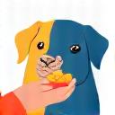 Een hand die een traktatie aan een hond geeft icoon.