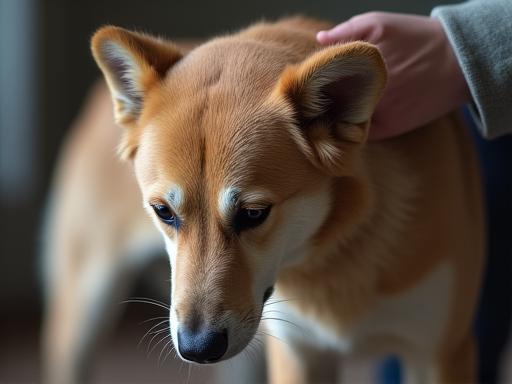 Een trainer die rustig werkt met een angstige hond.